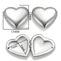 Silver stainless steel heart locket pendant with dimensions 13x15mm and 7x5mm opening - A72-Mini Smooth