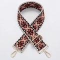Adjustable geometric diamond canvas strap in black and orange with gold swivel hooks - Style 202 - Gold Hardware