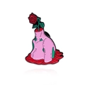 Creative alloy brooch featuring a red rose growing from a pink torso silhouette - CC2427 (Torso with Rose)