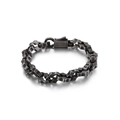 Punk hip-hop geometric chain bracelet in vintage gunmetal finish with industrial wave clasp - Boiled Black (KB121534-KFC)