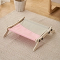 Solid wood window cat hammock with adjustable frame and pink-beige canvas bed - Upgraded Style D-Hanging/Standing / Dusty Pink