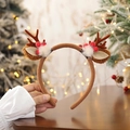 Brown reindeer antler headband with red berries and fur balls for Christmas - Berry Brown Antlers
