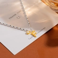 S925 silver beaded letter F pendant bracelet with sparkling zircon accents in gold - Silver Letter F