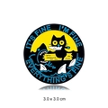 Funny black cat and shark enamel pin badge with 'It's Fine' text on yellow background - Style D White Cat