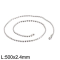 Collana a catena con sfere in acciaio inossidabile argento per uomo e donna, 500mm x 2,4mm - Catena a Sfere Tonde (KN107365-Z) / 500x2.4mm