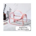 Pink PVC clear makeup bag 21x14x14cm with handle and dual zipper for travel storage - Pink PVC