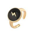 Verstellbarer vergoldeter Ring mit schwarzem Blitz-Motiv im modernen Hip-Hop-Stil - Einstellbar Offen / Swag 777 Schwarz Leopard