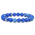Deep blue 8mm natural striped agate beaded bracelet with stretch cord for women - Blue Imperial Jasper 8mm