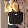 Black and burgundy foldable tote bag with dimensions 37x31x10cm for eco-friendly shopping - M Black