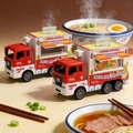 Alloy noodle food truck toy red variant, creative pull-back vehicle pendant for kids. - Ramen Food Truck Keychain