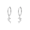 S925 sterling silver dolphin hoop earrings for women with polished silver finish - Dolphin Style (D) / White Gold