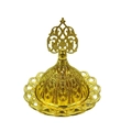Brûleur d'encens arabe doré avec motifs floraux évidés et couvercle en métal - Sommet rond B