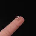 Rose gold stainless steel piercing stud with cubic zirconia in oval link design - Oval Link Style (319-4#R)