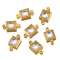 Goldener quadratischer Anhänger mit klarem Kristall und doppeltem Aufhängering - Quadratisch (CBX0959) / 10er Pack / Goldener Rand - Transparent