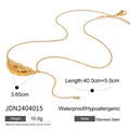 Detailed view of 18k gold croissant pendant necklace showing precise measurements and material - Croissant Pendant Necklace JDN2404015
