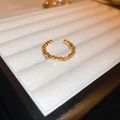 Macro view of gold plated beaded open ring displayed in a white velvet jewelry box - Metal Bead Gold Ring (13#)