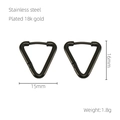 Detalles de pendientes triangulares de acero negro: 15mm x 16mm, peso ligero de 1,8g - Oro de 18K / Negro