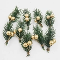 Artificial pine needles with gold berries 9-piece Christmas wreath decoration set - 6CM Pine Needle Gold Berry