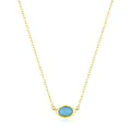 Minimalist gold s925 silver necklace with oval turquoise pendant on fine chain - S925 Sterling Silver (K-Gold)