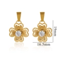 Macro shot of 18K gold plated clover pendants with frosted texture and zircon center - Four-Leaf Clover / Four-leaf Clover-Gold