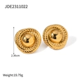 18K gold plated spiral earrings with mirrored spherical center and vintage texture - Gold Spiral Texture Earrings (JDE2311022)
