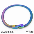 Regenbogenfarbenes flaches Schlangenkette Armband aus Edelstahl mit Karabinerverschluss - Armband (KB170156-KFC) / Regenbogen Armband