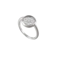 Silver 316 stainless steel ring featuring circular white floral mandala pattern inlay - US 5 / Mandala Floral Style (KR54440-KC)