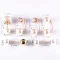 Set of 6 gold alloy pins with white pearls and rhinestones for waist adjustment - No. 40 6-Piece Set