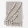 Elegant grey cashmere-feel scarf featuring premium fringe detail and soft woven texture - 70*200cm / Heather Light Grey