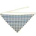 Handmade crochet checkered triangle bandana in beige and blue with long tie straps - Beige Blue Checkerboard