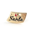 Detail of golden Santa pendant with red heart and hammered metal texture finish - 10Pcs Santa Enamel Alloy Charms