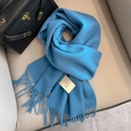 Blue 100% Australian wool scarf featuring a soft tassel design and elegant plain finish - Sea Salt Blue