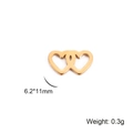 18K gold hollow double heart pendant connector for jewelry making, 6.2x11mm size - Gold Color Hollow Double Heart