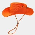 Heller oranger Cowboyhut mit breiter Krempe, Windseil und Druckknöpfen zum Wandern - Neonorange