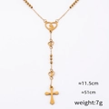 Collana a sfere dorata con pendente a cuore traforato e nappa a croce lunga, 51cm - Stile P1928 / Oro