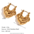 Chic 18K gold plated stainless steel irregular hoop earrings with textured geometric design - Hollow Double-Layer Lotus Hoop Earrings - Gold