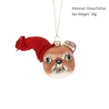 Detail of French Bulldog Christmas glass ornament with dimensions and 30g weight spec - Christmas Dog Head