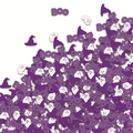 Halloween party confetti with purple witch hats, white ghosts, and BOO letters for decor - Purple Witch Hat, White Ghost, And Purple BOO Letters