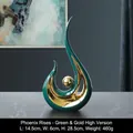 Modern green and gold Phoenix Flying ceramic sculpture ornament for elegant home decor - Phoenix Flight - Green Gold High