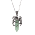 Zilveren draak hanger ketting met een lichtgroene zeshoekige kristallen hanger - Alleen Hanger / Groene Aventurijn