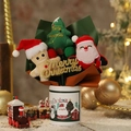 Kerst pluche geschenkset met peperkoekman, Kerstman en boom in feestelijke houder - Stijl 3