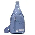 Bolso bandolera azul claro con estampado de letras iridiscentes y correa ajustable - Azul