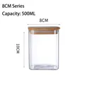 500ml airtight square glass jar with bamboo lid for kitchen storage, 8x10cm size - 8x10cm (500ml)