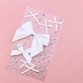 White ribbon bow and iridescent rhinestone facial makeup stickers for fairy eye art - White Satin Ribbon Bows (BJA-643)
