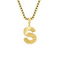 Minimalist gold box chain necklace with textured letter S pendant in stainless steel - Letter S - Gold