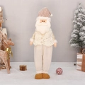 Golden Christmas Santa Claus plush doll in beige outfit with snowflake patterns - Santa Claus Style (HX-21041A)