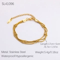 Pulsera de cadena de serpiente multicapa dorada en acero inoxidable con cuentas metálicas - Estilo de Cadena de Serpiente Multicapa (SL41096) / Chapado En Oro De 18K
