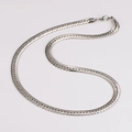7.5mm silver stainless steel double woven flat dragon chain necklace with lobster clasp - 7.5mm*60cm Necklace / Steel