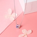 Elegant S925 silver necklace featuring a sparkling colorful cube crystal pendant - Standard 8mm / Gradient Purple