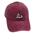 Vintage burgundy washed cotton baseball cap featuring a detailed puppy embroidery design - M (56-58cm) / Burgundy